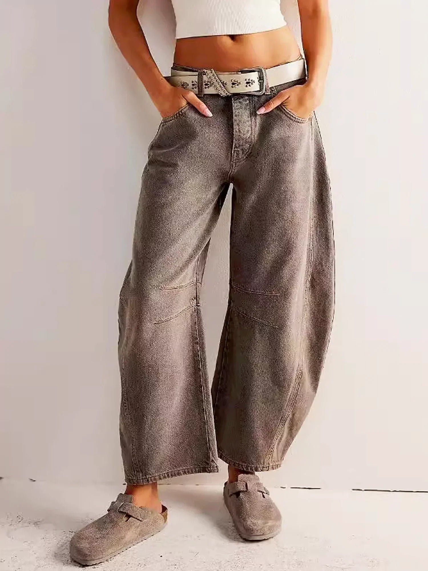 Women’s Leopard Print Wide-Leg Jeans | Baggy
