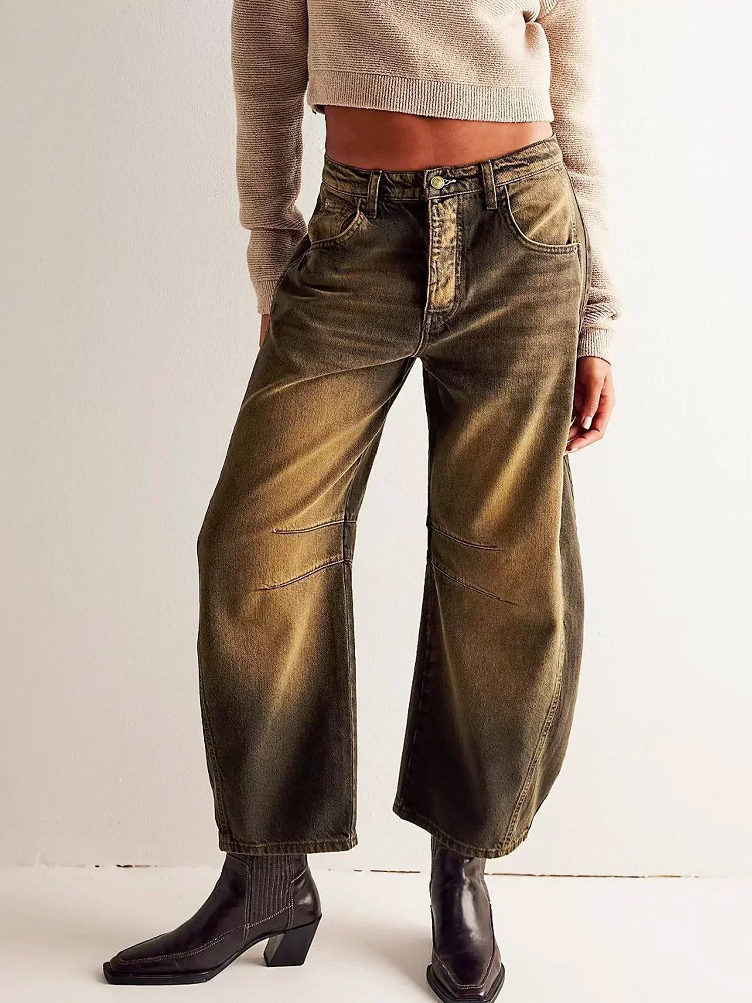 Women’s Leopard Print Wide-Leg Jeans | Baggy