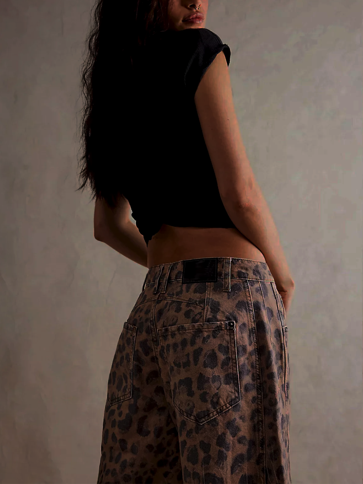 Women’s Leopard Print Wide-Leg Jeans | Baggy