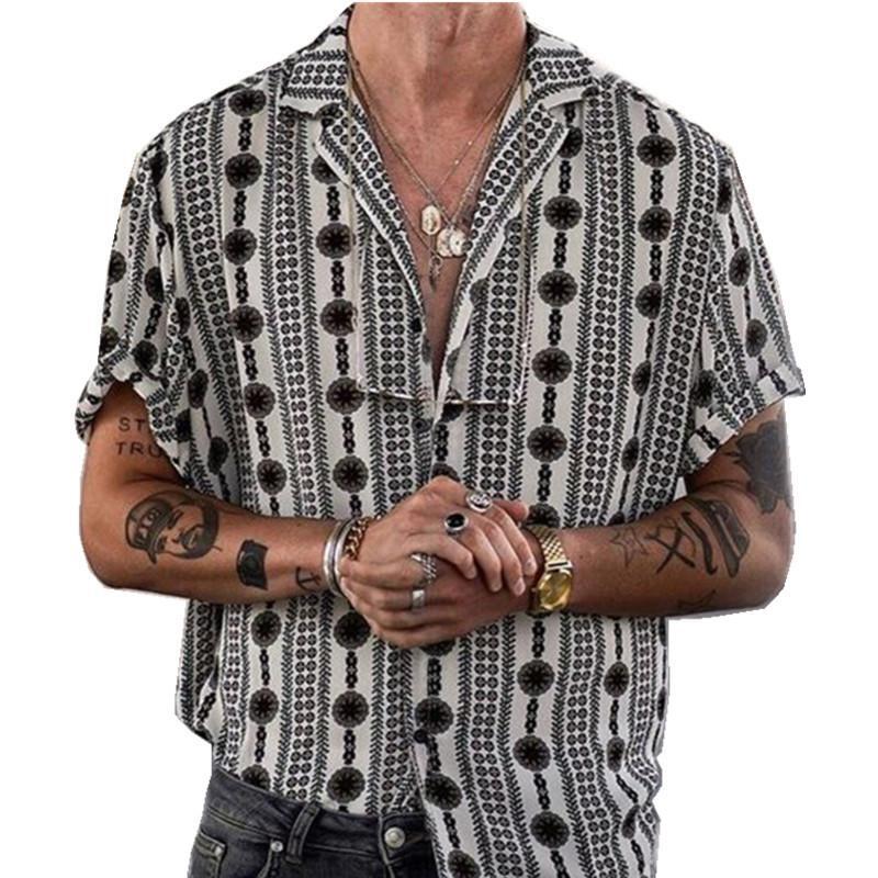 Sebastian - Men's Lapel Print Shirt