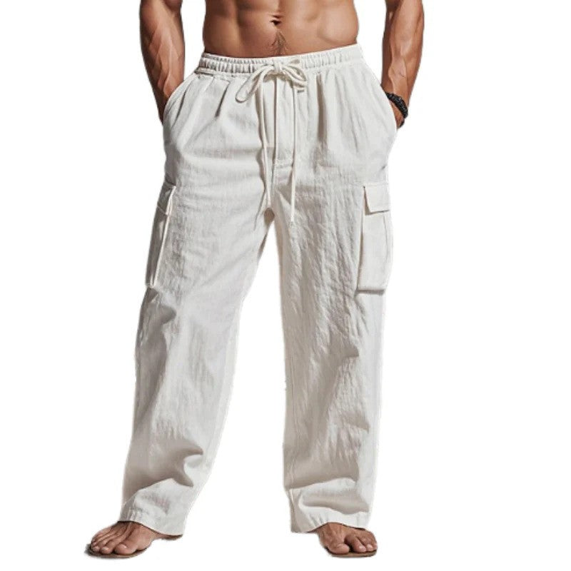 Zachary - Men's Linen Elastic Waist Pants