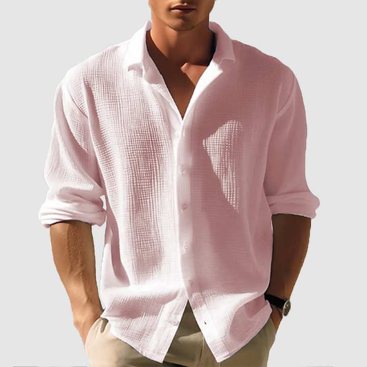Men’s Textured Button-Up Shirt | Long Sleeve