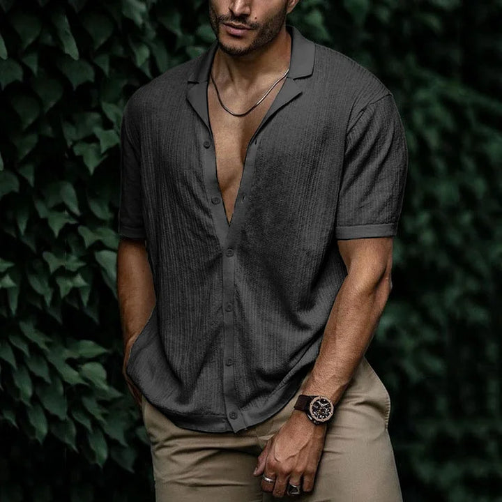 Men’s Textured Button-Up Shirt | Short Sleeve