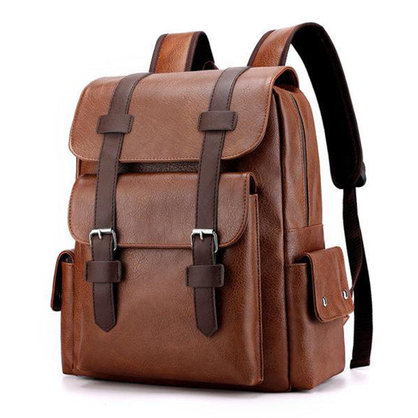 Dennis - Retro Leather Multi-Compartment Backpack