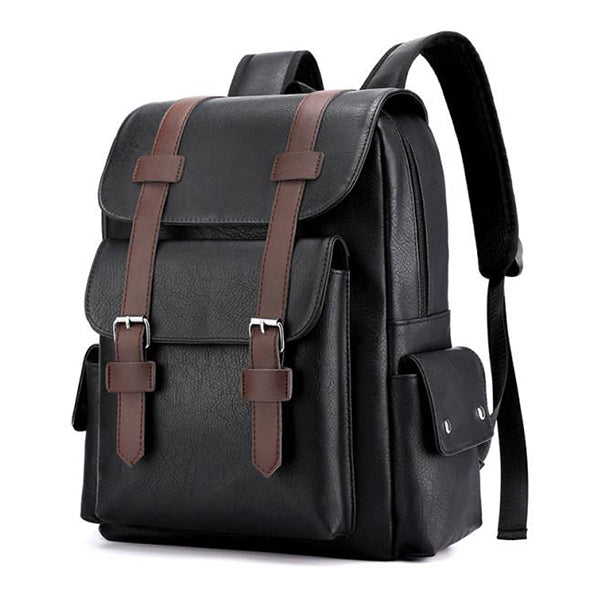 Dennis - Retro Leather Multi-Compartment Backpack