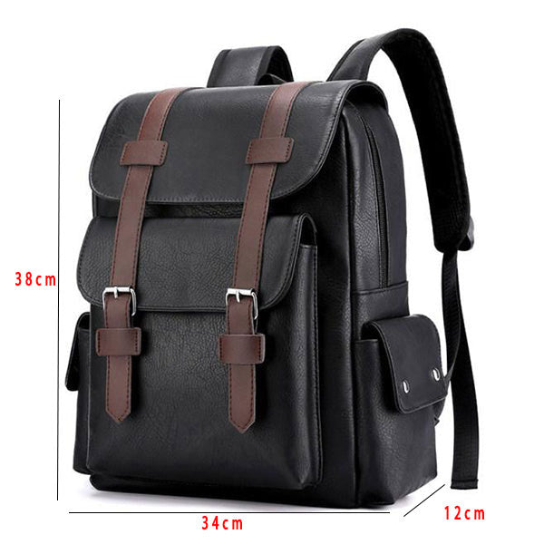 Dennis - Retro Leather Multi-Compartment Backpack