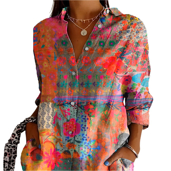 Women’s Floral Button-Up Shirt | Oversized