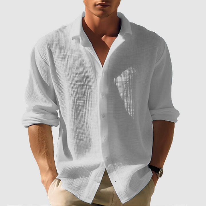 Men’s Textured Button-Up Shirt | Long Sleeve