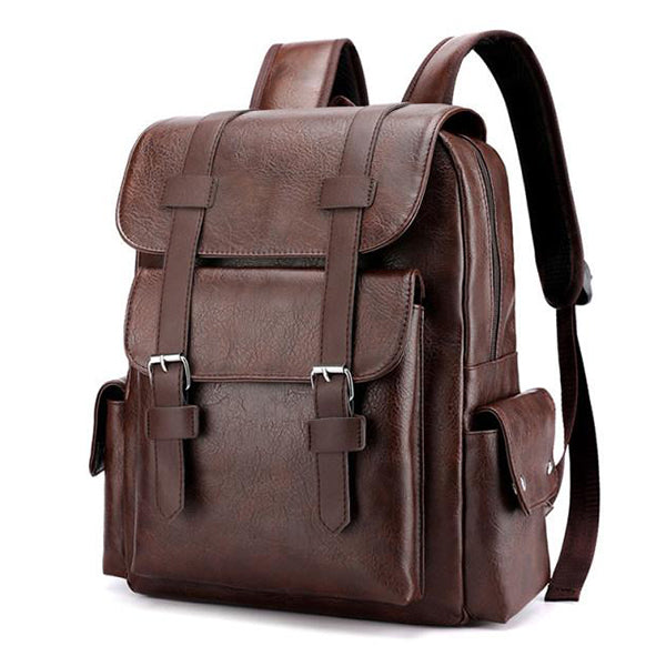 Dennis - Retro Leather Multi-Compartment Backpack