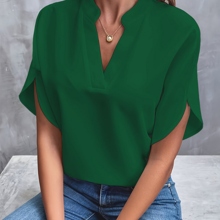 Women’s Casual V-Neck Blouse | Short Sleeve