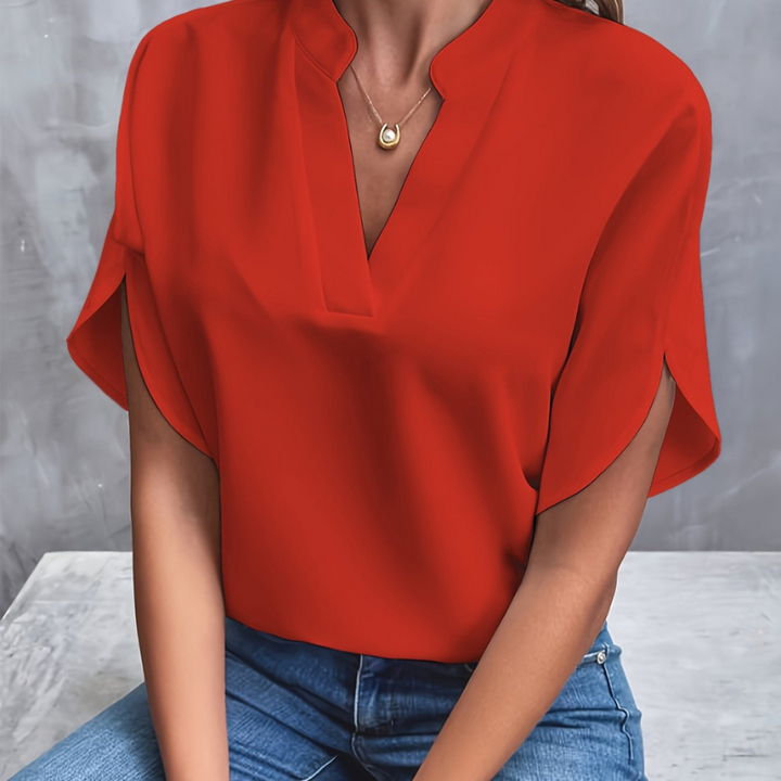 Women’s Casual V-Neck Blouse | Short Sleeve