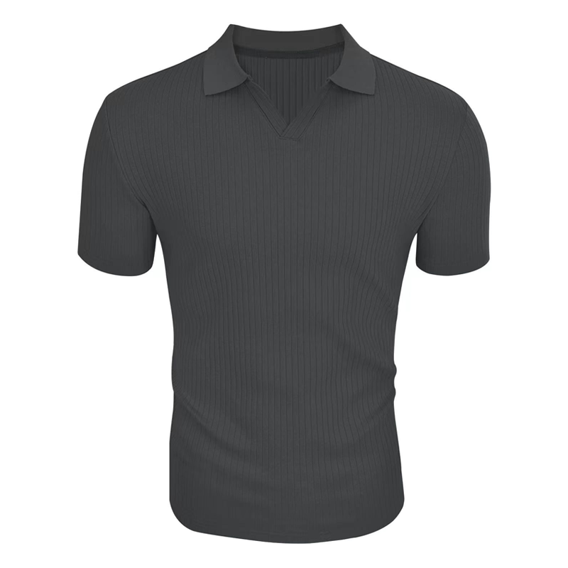 Benjamin - Men's Striped Lapel Polo Shirt with Short Sleeves
