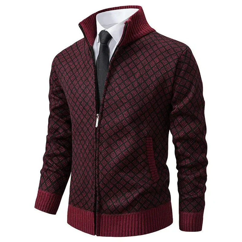 Calvin - Men's Zippered Pocket Wool Cardigan