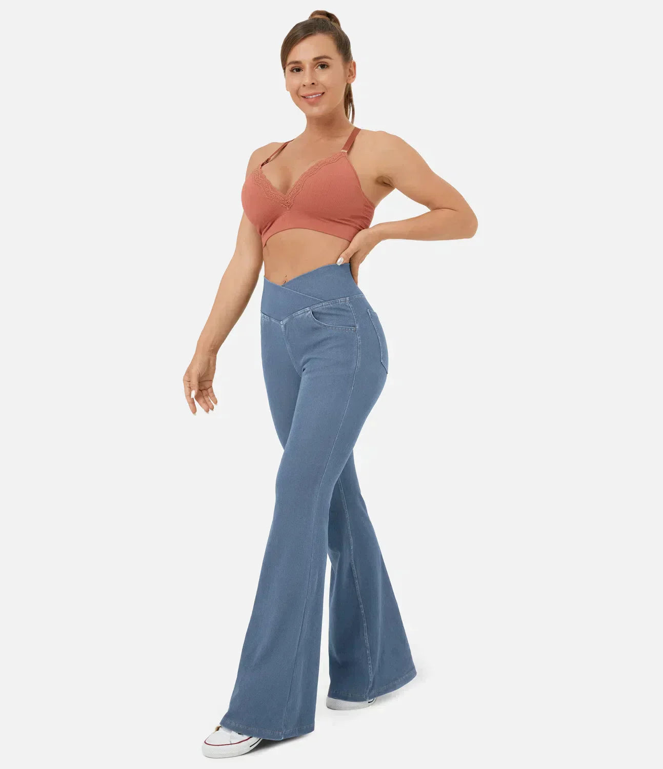 Women’s High-Waisted Flare Trousers | Stretch
