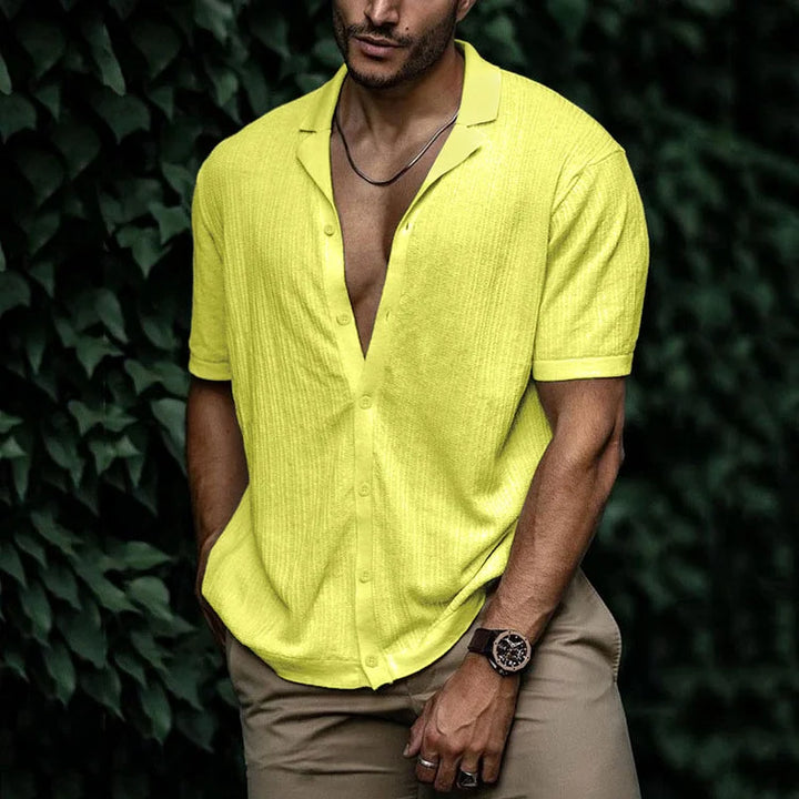 Men’s Textured Button-Up Shirt | Short Sleeve