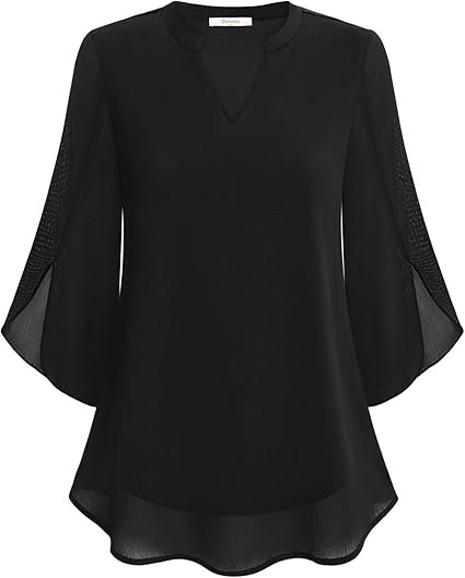 Women’s Sheer Sleeve V-Neck Blouse | Casual