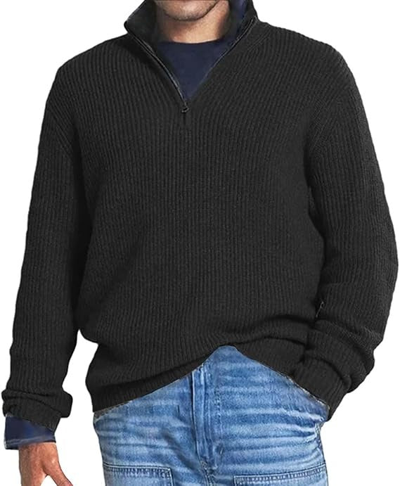 Men’s Ribbed Knit Pullover | Half-Zip