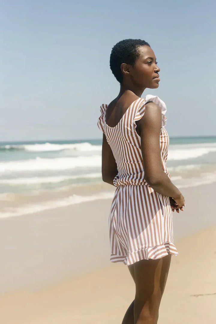 Women’s Ruffle Trim Romper | Modest