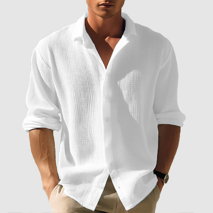 Men’s Textured Button-Up Shirt | Long Sleeve