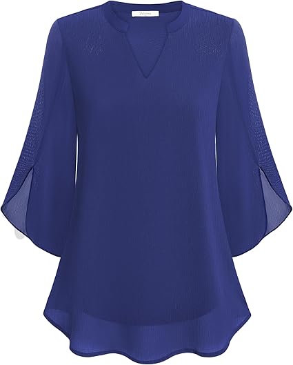 Women’s Sheer Sleeve V-Neck Blouse | Casual