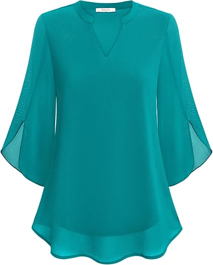 Women’s Sheer Sleeve V-Neck Blouse | Casual