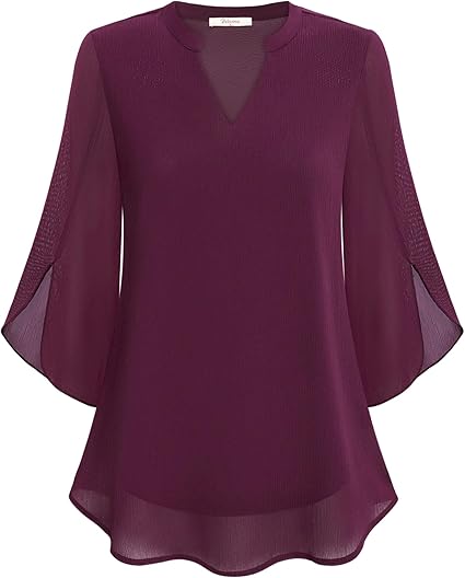 Women’s Sheer Sleeve V-Neck Blouse | Casual