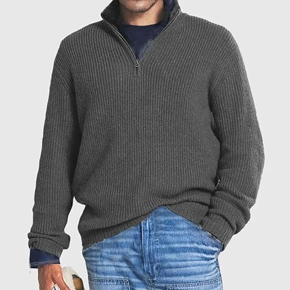 Men’s Ribbed Knit Pullover | Half-Zip