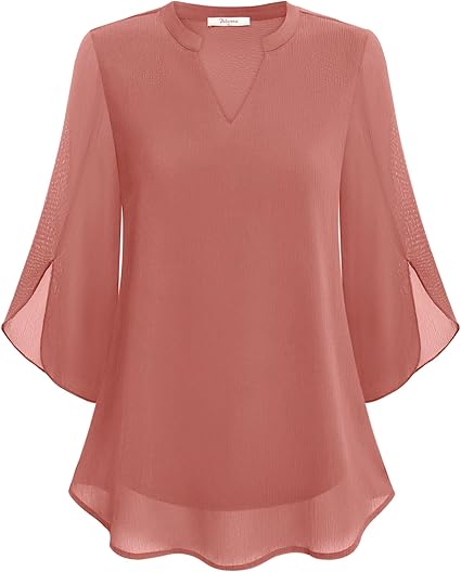 Women’s Sheer Sleeve V-Neck Blouse | Casual