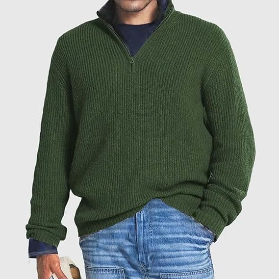 Men’s Ribbed Knit Pullover | Half-Zip