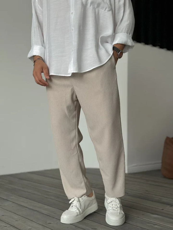Men’s Relaxed Ribbed Pants | Wide Leg
