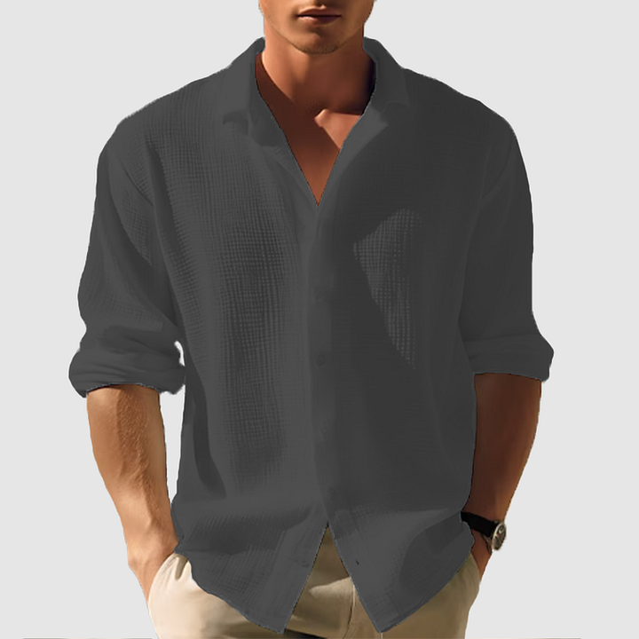 Men’s Textured Button-Up Shirt | Long Sleeve