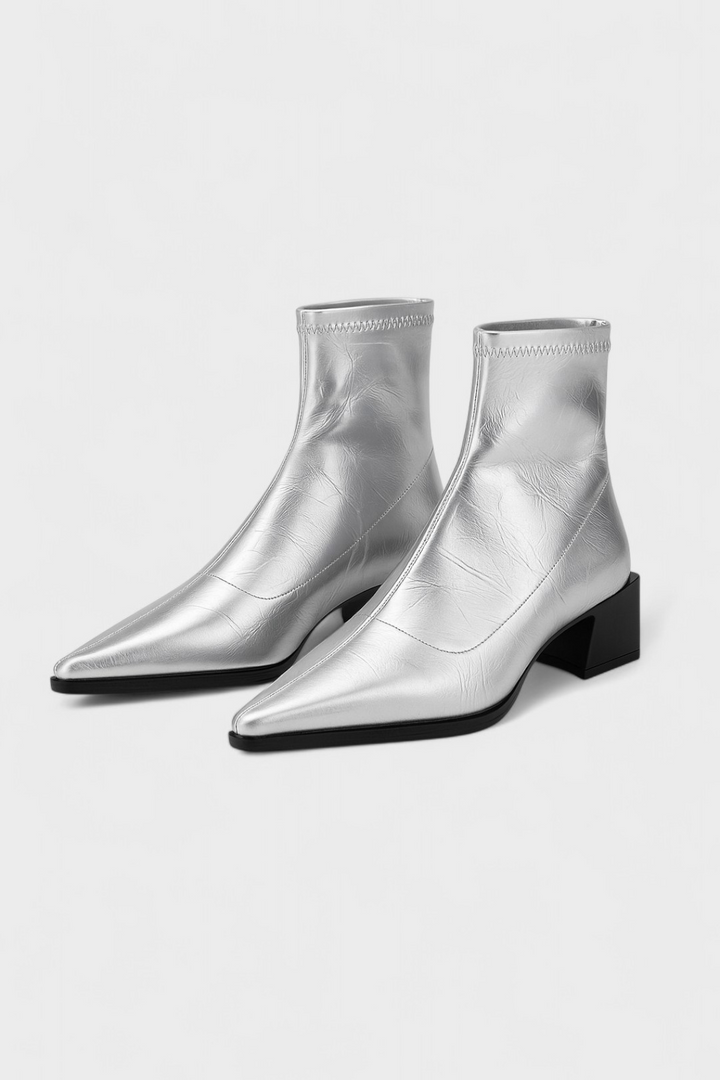 Women’s Metallic Pointed-Toe Boots | Ankle