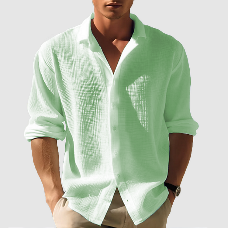 Men’s Textured Button-Up Shirt | Long Sleeve