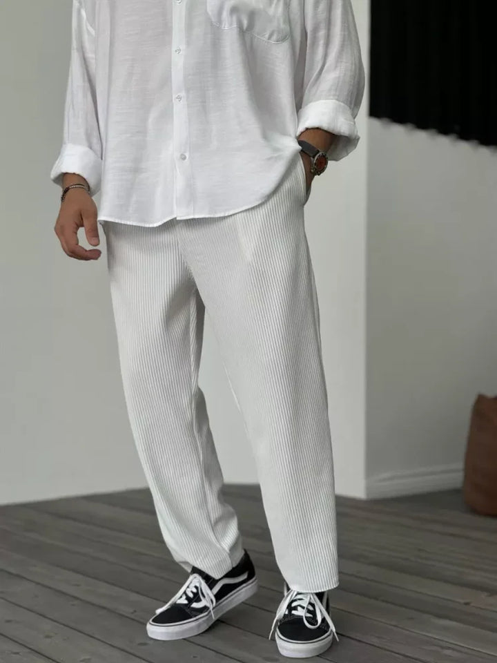Men’s Relaxed Ribbed Pants | Wide Leg