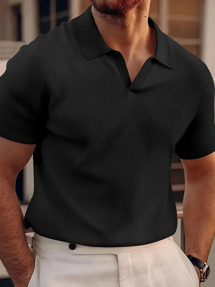 Men’s Ribbed Polo Shirt | Short Sleeve