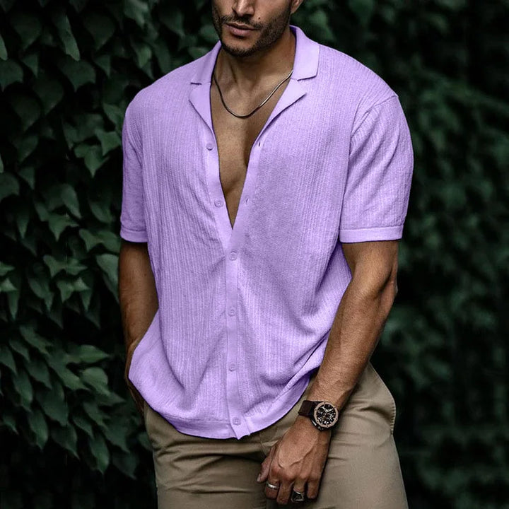 Men’s Textured Button-Up Shirt | Short Sleeve
