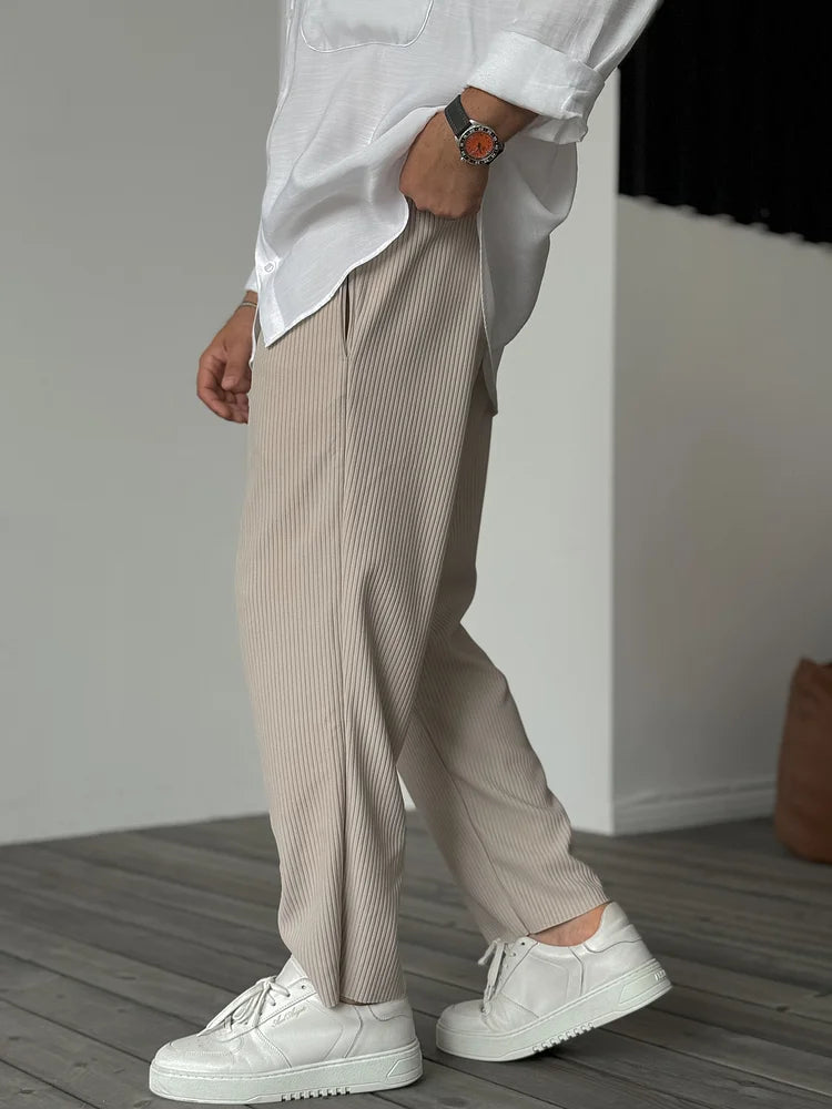 Men’s Relaxed Ribbed Pants | Wide Leg