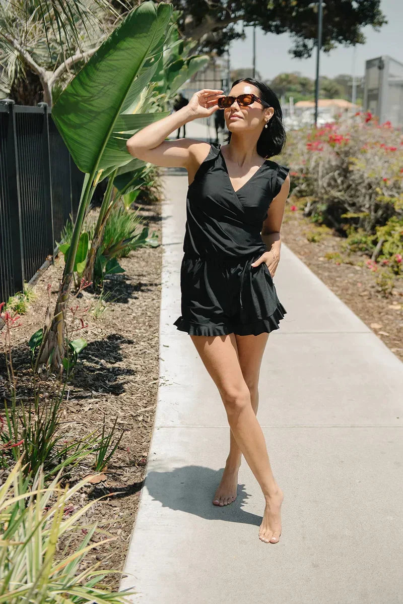 Women’s Ruffle Trim Romper | Modest