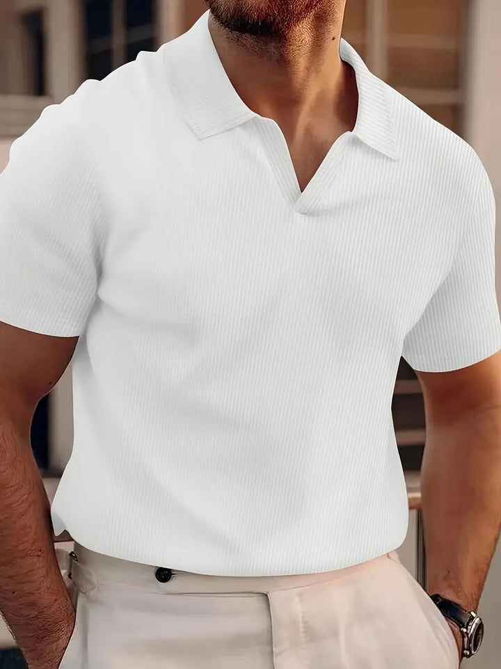 Men’s Ribbed Polo Shirt | Short Sleeve