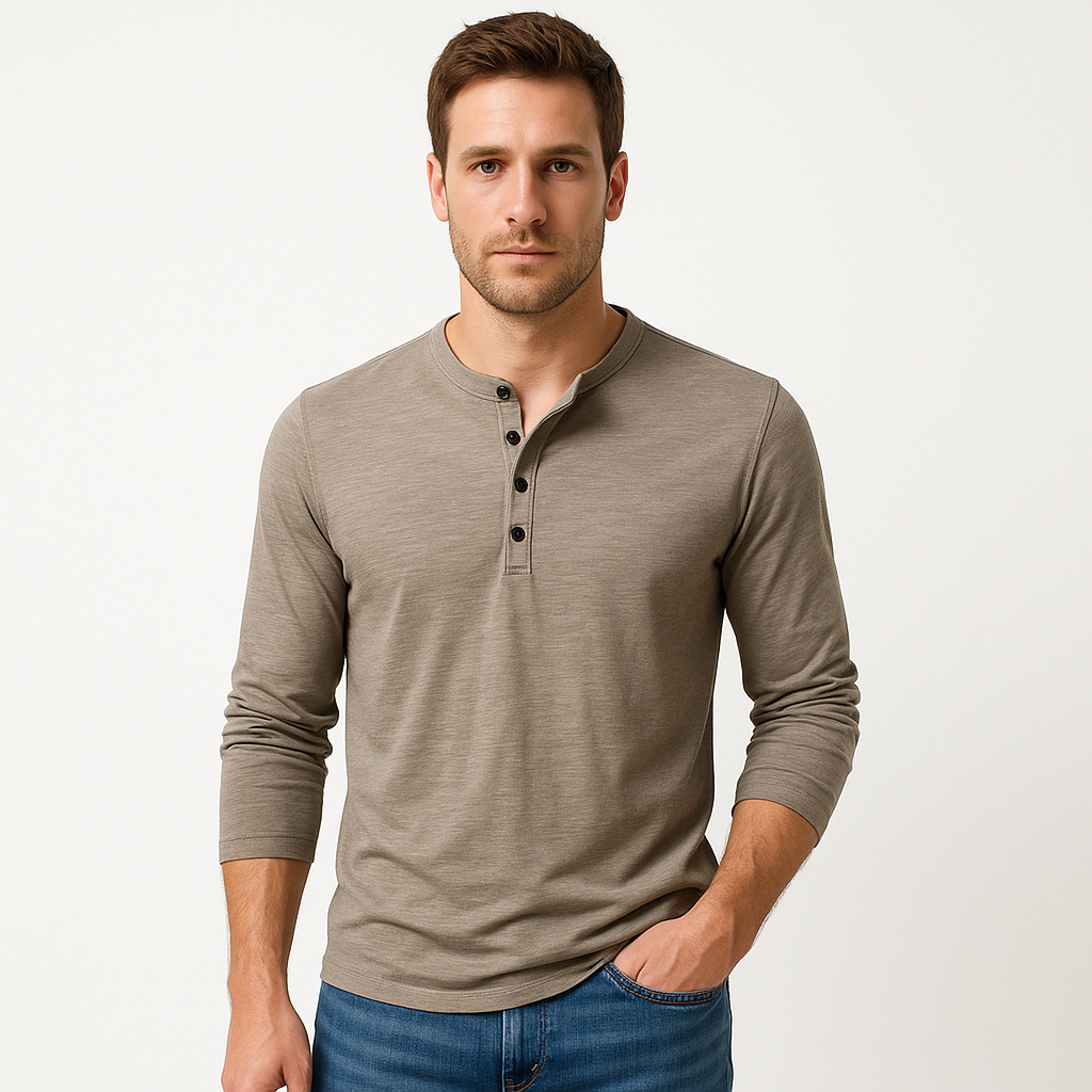Men’s Casual Henley Shirt | Long Sleeve