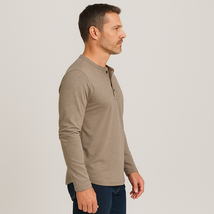 Men’s Casual Henley Shirt | Long Sleeve