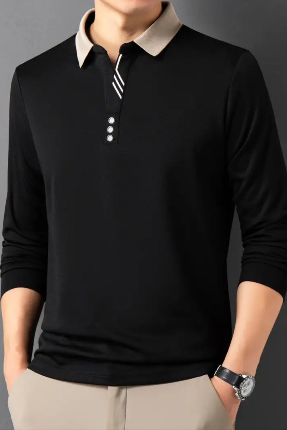 Men’s Contrast Collar Polo Shirt | Short Sleeve