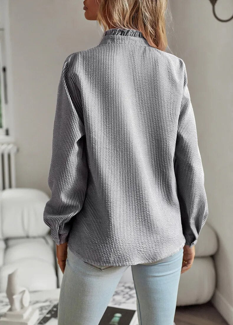 Women’s Ruffled Button Blouse | Long Sleeve