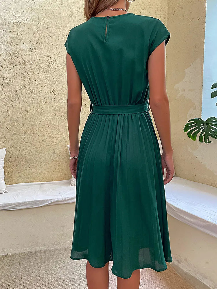 Women’s Pleated Belted Dress | Elegant