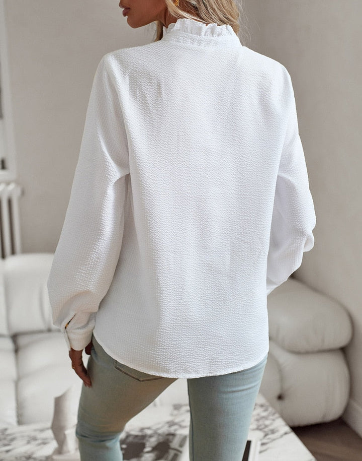 Women’s Ruffled Button Blouse | Long Sleeve