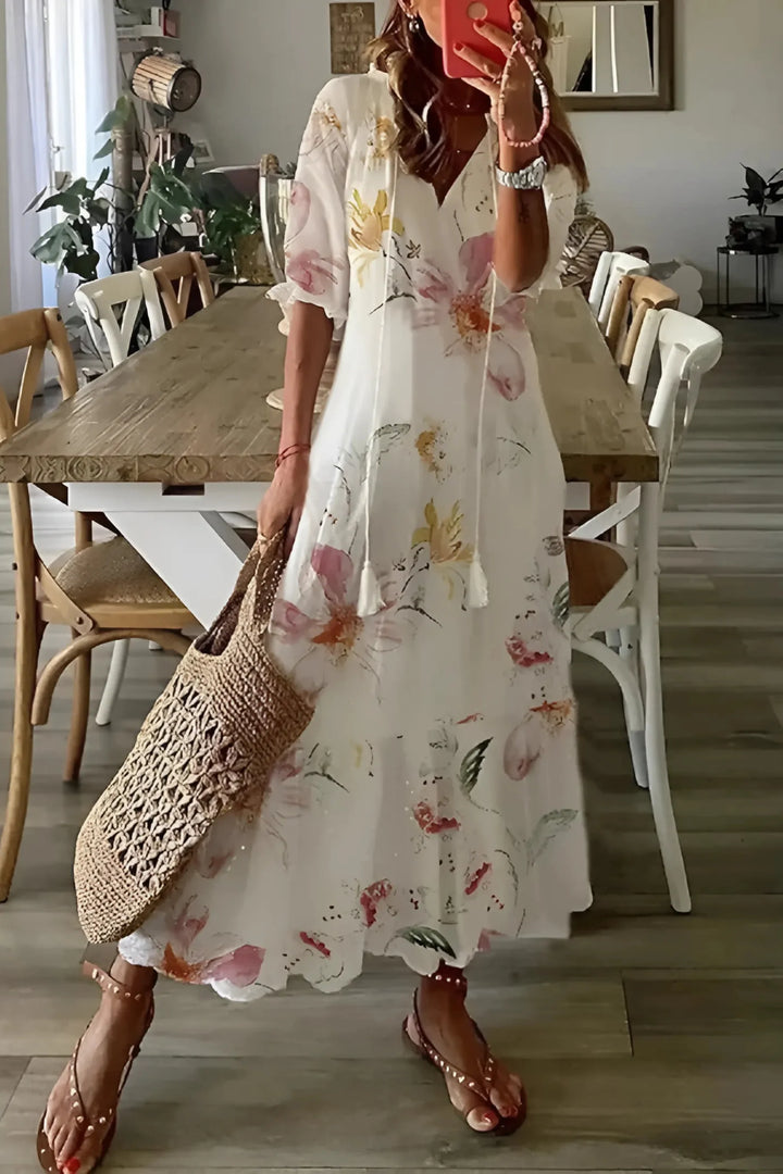 Women’s Boho Floral V-Neck Dress | Summer