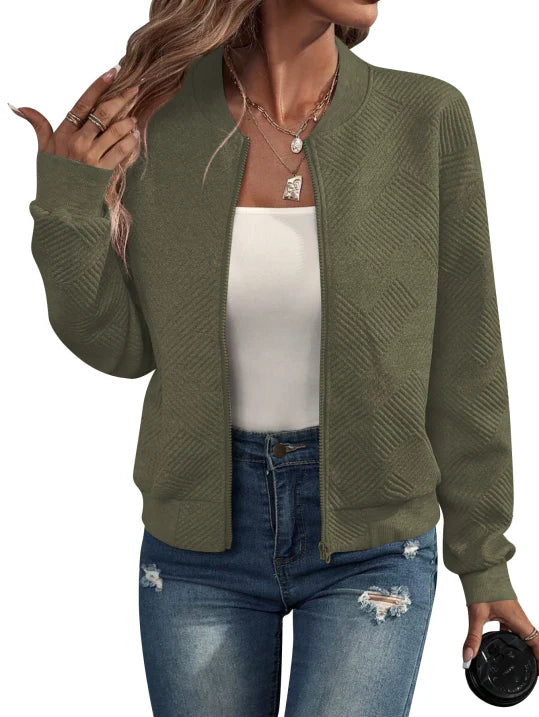 Women’s Textured Bomber Jacket | Zip Front