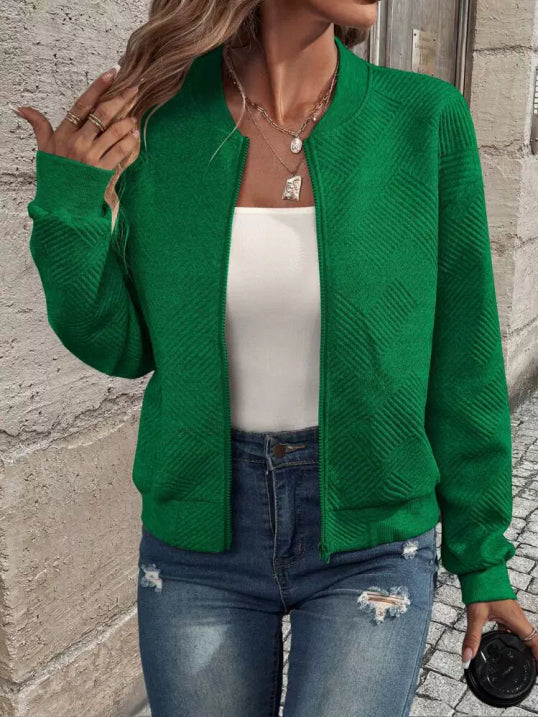 Women’s Textured Bomber Jacket | Zip Front
