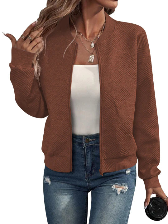 Women’s Textured Bomber Jacket | Zip Front