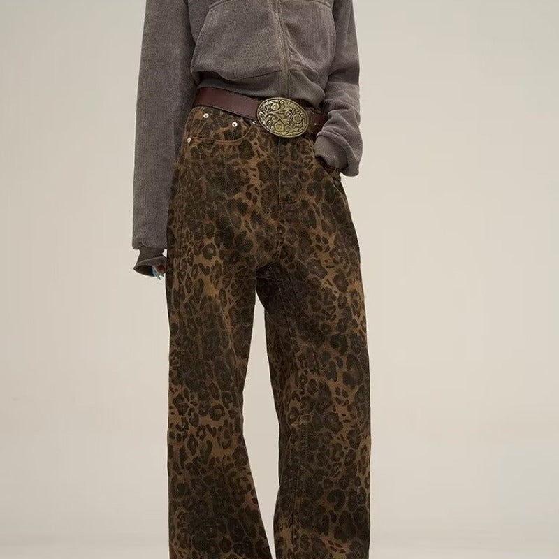 Women’s Wide Leg Trousers | Leopard Print